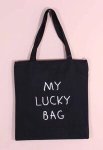 Сумка-шоппер на молнии My lucky bag черная, 37см. 38см.