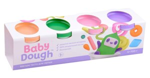Тесто для лепки "BabyDough"Набор 4 цвета (персиковый, зеленый, нежно-розовый, фиолетовый)