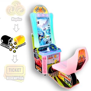"Авто гонка" детский автомат с видеоиграми и игрушками в капсулах