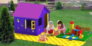 Детский домик LKids с платформой GigaBloks и набором "Крепость S" фиолетово-розовый