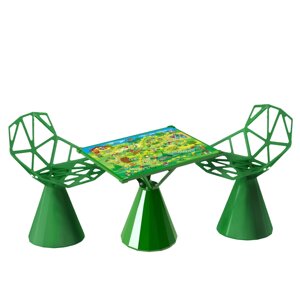 Детский игровой столик со стульями "Ходилка" влагостойкая, с усиленным прозрачным основанием, цвет зеленый