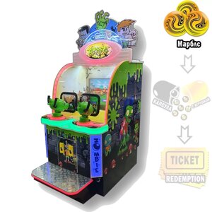 Двойной "Zombie Attack" Детский автомат тир с видеоигрой, шариками марблс и ступенькой