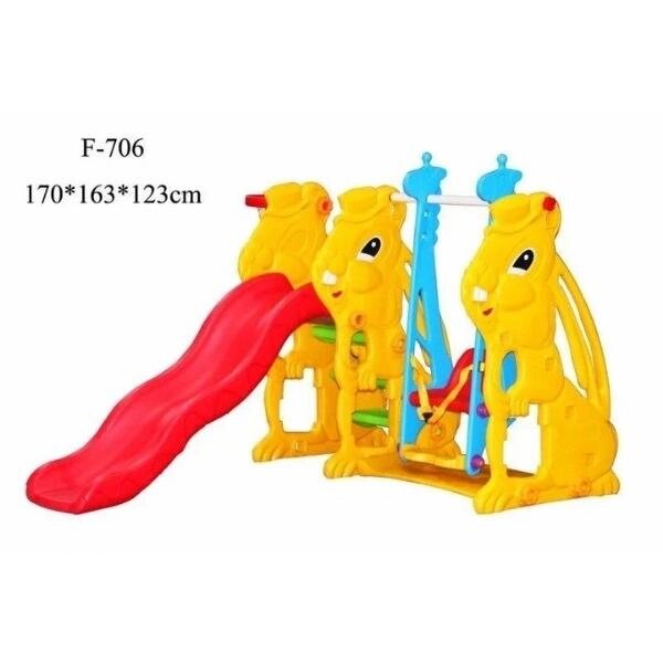 Горка с качелями FAMILY "Зайцы" F-706 ##от компании## Robotic Retailers Развлекательное оборудование - ##фото## 1