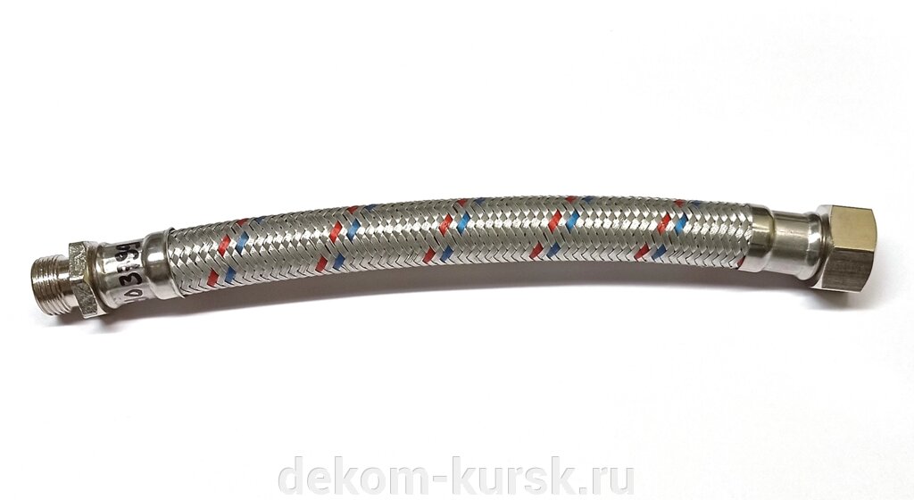 Шланг гибкий в металлооплетке Калибр насоса СВД-650 СВД-850 подводка L=260мм ВР1/2" НР3/8" Трубка гибкая прямая от компании Сервисный центр "Деком" - запчасти насосов, компрессоров, инструмента - фото 1