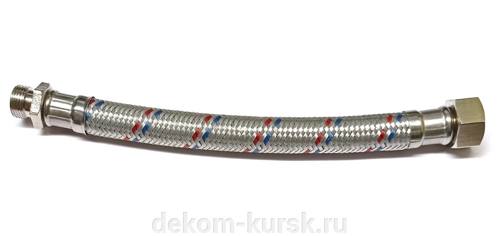 Шланг гибкий в металлооплетке Калибр насоса СВД подводка L=230мм НР1/2" ВР3/8" Трубка гибкая от компании Сервисный центр "Деком" - запчасти насосов, компрессоров, инструмента - фото 1