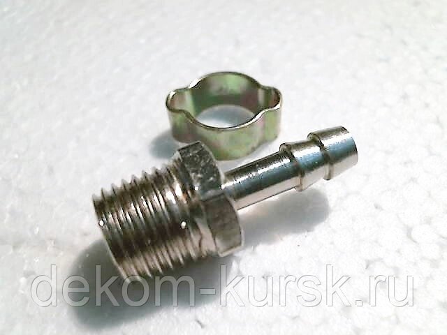 Штуцер 180260 НР1/4" - ёлочка 6мм с обжимным кольцом 6х11мм Fubag от компании Сервисный центр «ДЕКОМ» - фото 1