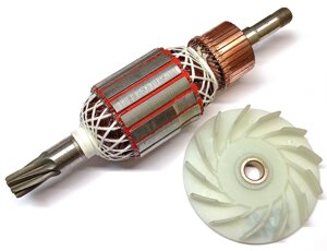 Якорь Калибр молотка отбойного ОМ-1700/30м, ОМ-2000м, ОМ-2200м ротор L=213мм Z=7вправо, с Вентилятором