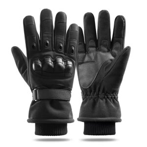 Перчатки тактические зимние сенсорные черные с чёрными вставками