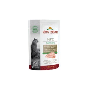 Almo Nature консервы hFC Natural паучи мяса для кошек "Куриное филе с ветчиной"1 шт., 55 г)