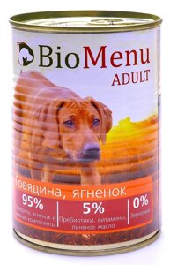 BioMenu консервы для собак говядина и ягненок (100 г)