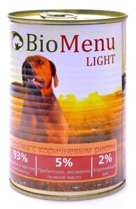 BioMenu консервы для собак низкокалорийные с индейкой и коричневым рисом (100 г)