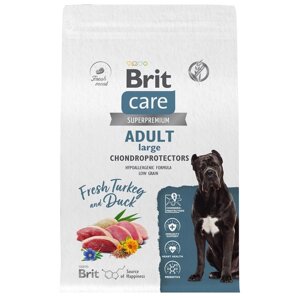 Brit Care сухой корм с индейкой и уткой для взрослых собак крупных пород, для поддержания здоровья суставов (3 кг)