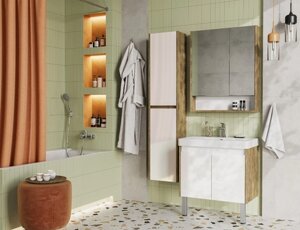 Мебель для ванной Aquaton Сканди Doors 70 белый глянец/дуб рустикальный