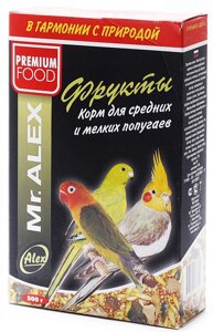 Mr. Alex корм для средних и мелких попугаев "Фрукты"500 г)