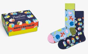 Носки Happy socks 2-Pack Happy Birthday Socks Gift Set XBIR02