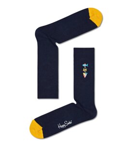 Носки Happy socks Ribbed Embroidery Fish n Chips Sock REFNC01