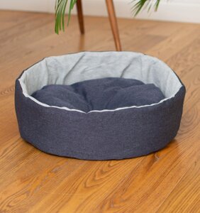 PETSHOP лежаки лежанка "Свис" круглая с подушкой синяя (48х48х15 см)