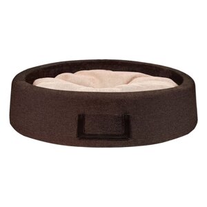 Tappi лежаки "Ивуар" круглый лежак со вставкой для имени, бежево-шоколадный (48х48х15 см)