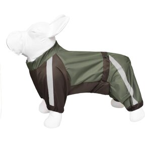 Tappi одежда дождевик для собак "Французский бульдог" без подкладки на кнопках, мальчик "Темно-зеленый"L)