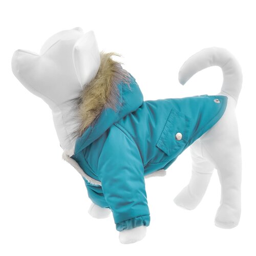Yami-Yami одежда парка для собак с капюшоном, на меховой подкладке, бирюзовый (S)