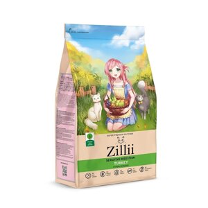 Zillii сухой корм для взрослых кошек с чувствительным пищеварением, индейка (2 кг)