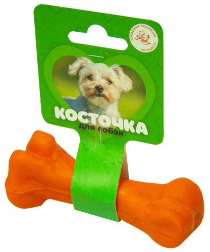 Зооник игрушка "Кость литая малая"пластикат), оранжевая (11 см)