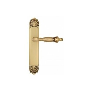 Дверная ручка Venezia "OLIMPO" на планке PL87 французское золото + коричневый