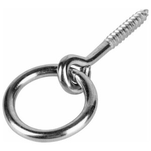Кольцо с креплением в виде самореза 10х50 мм используется для подвешивания бельевых веревок, основы временных занавесок