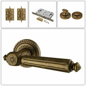 Комплект ручек для дверей Armadillo Matador_CL4-OB-13_MAGWC_CL, античная бронза (ручка+завертка WC+магнитный замок+2 универсальные петли с короной)
