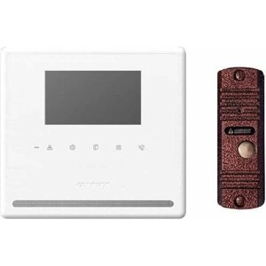 Комплект видеодомофона и вызывной панели COMMAX CDV-43Y (Белый) / AVC 305 (Медь) + Модуль VZ Для координатного подъездного домофона