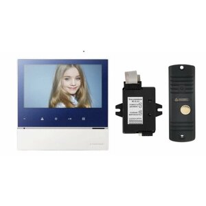Комплект видеодомофона и вызывной панели COMMAX CDV-70H2 (Синий) / AVC 305 (Черная) + Модуль XL Для цифрового подъездного домофона