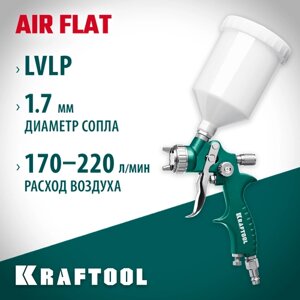 KRAFTOOL сопло 1,7 мм, краскопульт пневматический с верхним бачком AirFlat LVLP 06524-1.7