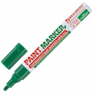 Маркер-краска лаковый (paint marker) 4 мм, зеленый, без ксилола (без запаха), алюминий, BRAUBERG PROFESSIONAL, 150879 1 шт.
