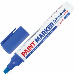 Маркер-краска лаковый (paint marker) 6 мм, синий, нитро-основа, BRAUBERG PRO PLUS EXTRA, 151453,6 шт.)
