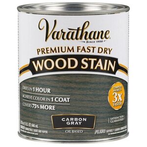 Масло для дерева и мебели Varathane Fast Dry Wood Stain быстросохнущее, морилка для дерева, пропитка для дерева, Угольный серый, 0.946 л