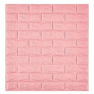 Мега Комплект 10 шт 3D панелей для стен LAKO DECOR, коллекция Классический кирпич Розовый, 70x77см, толщина 6мм