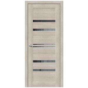 Межкомнатная дверь в комплекте/Двери Браво/Браво-30 Cappuccino Melinga/Mirox Grey (с зеркалом) 200*80 экошпон, комплект (полотно, коробка, наличник).