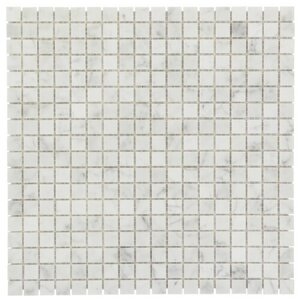 Мозаика из натурального мрамора Carrara DAO-636-15-4. Глянцевая. Размер 300х300мм. Толщина 4мм. Цвет белый/серый. 1 лист. Площадь 0.09м2