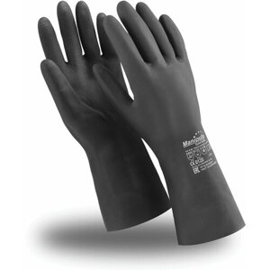 Перчатки неопреновые MANIPULA химопрен, хлопчатобумажное напыление, К80/Щ50, размер 9-9,5 (L), черные, CG-973