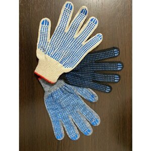 Перчатки рабочие, набор 10 пар , перчатки ХБ, перчатки для сада и ремонта, строительные перчатки, цвет черный