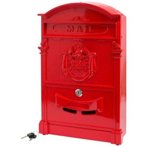 Почтовый ящик с замком уличный металлический для дома №4010 красный, Аллюр