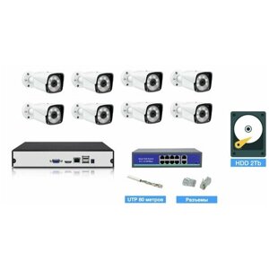 Полный IP POE комплект видеонаблюдения на 8 камер (KIT8ippoeib5_hdd2tb_utp)