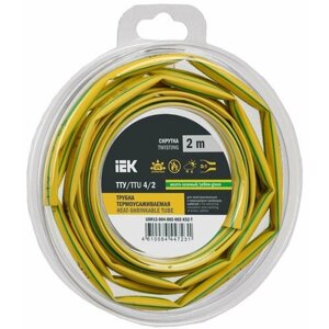 Трубка термоусадочная ТТУ нг-LS 4/2 желт. зел. (уп. 2м) IEK UDR12-004-002-002-K52-T
