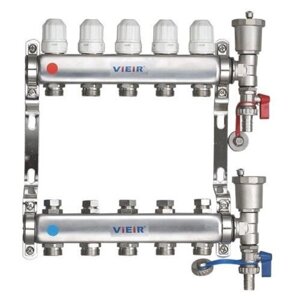 ViEiR Коллекторная группа из нерж. стали 1" х 3/4" 5 выходов VR115-05A