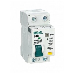 Выключатель автоматический дифференциального тока АВДТ 1Р+N 40А 30мА тип AC х-ка C ДИФ-103 4.5кА | код 16056DEK | DEKraft (6шт. в упак.)