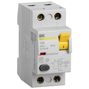 Выключатель дифференциального тока (УЗО) 2п 16А 10мА тип AC ВД1-63 ИЭК MDV10-2-016-010 IEK