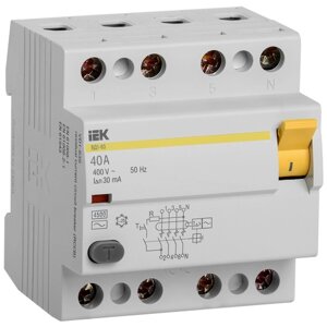 Выключатель дифференциального тока (УЗО) 4п 40A 30мA ВД1-63 АС (Электромеханическое)