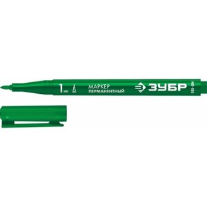 ЗУБР МП-100 1 мм, заостренный, зеленый, Перманентный маркер, профессионал (06320-4)