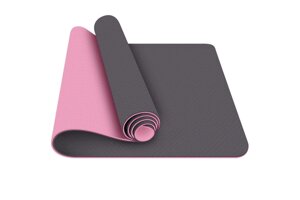 Коврик для йоги 183х61х0,6см Sportex ТПЕ E42688-3 черно\розовый