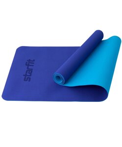 Коврик для йоги и фитнеса 183x61x0,4см Star Fit TPE FM-201 темно-синий\синий